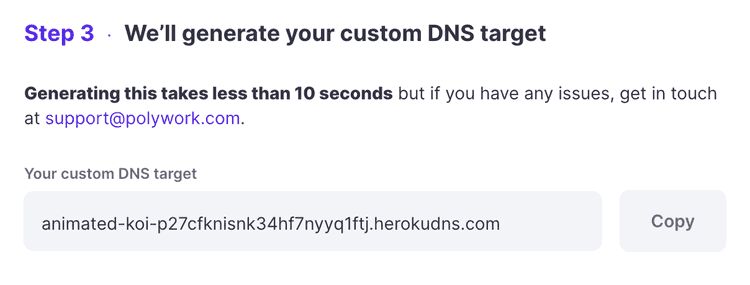 Generate a custom DNS target