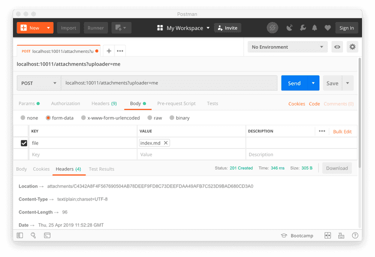 Uploading an attachment via Postman