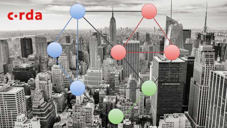 Example Corda network - The parties included within separate transactions